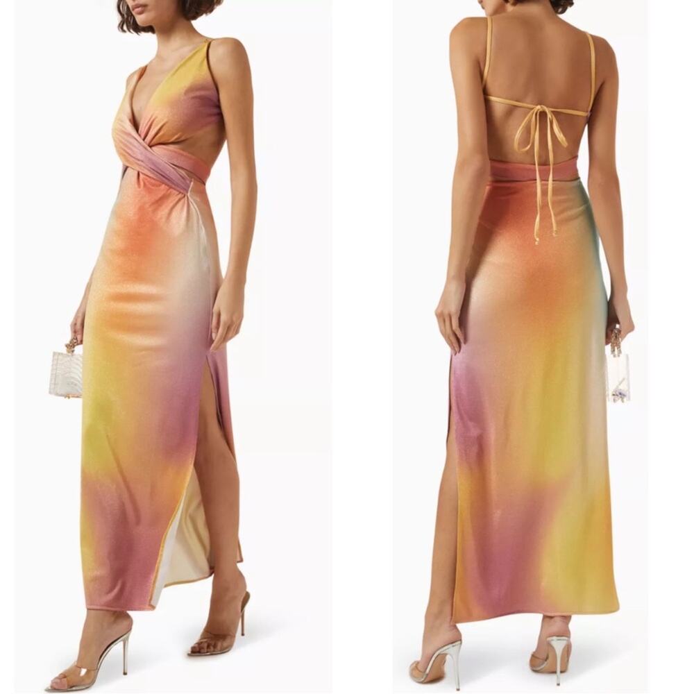 BAOBAB Arlett Cutout Metallic Rainbow Daylight Maxi Dress Size Large - Picture 2 of 11